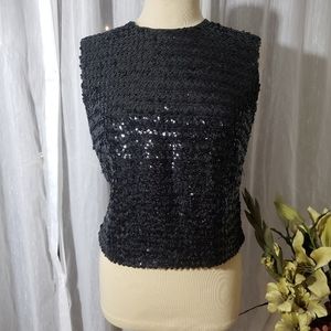 Vintage no name sequin black Top